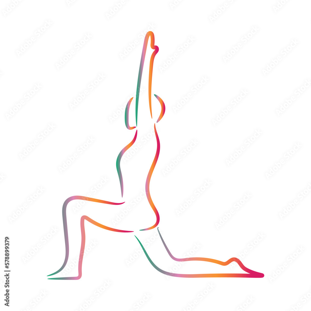 Silhouette of human doing yoga on white background