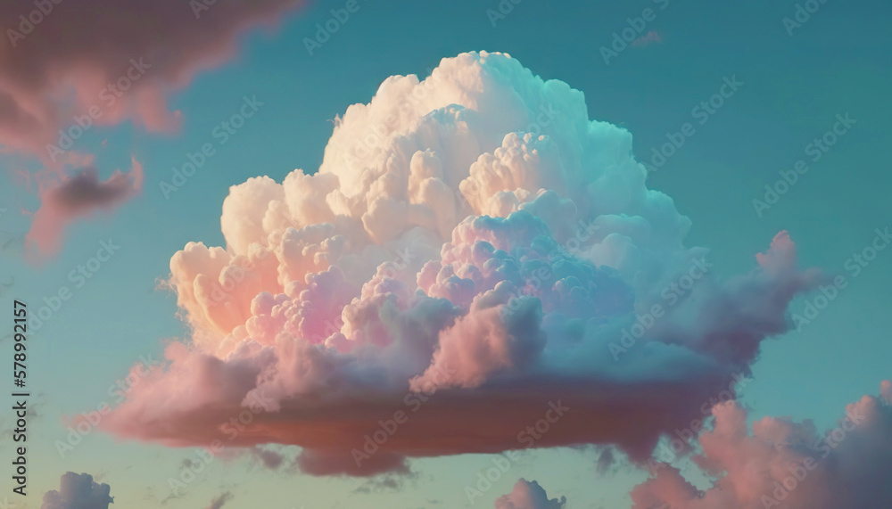 Majestic cloudscape in pastel colors. Gorgeous intricate clouds. Generative AI