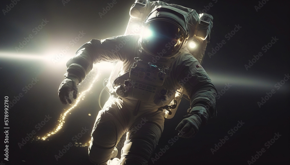 Portrait of astronaut floating in space. Generative AI.