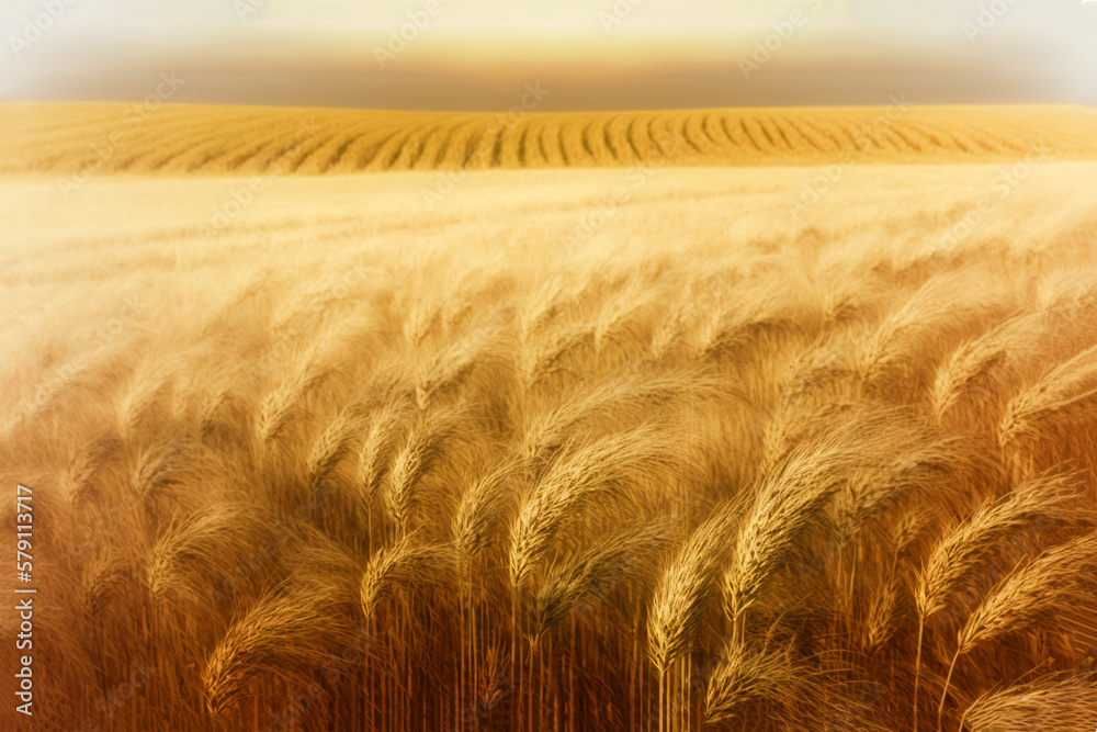 field of ripe wheat, created by a neural network, Generative AI technology