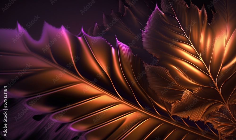  a gold leaf with a purple background is shown in this image, it looks like it has been made out of 