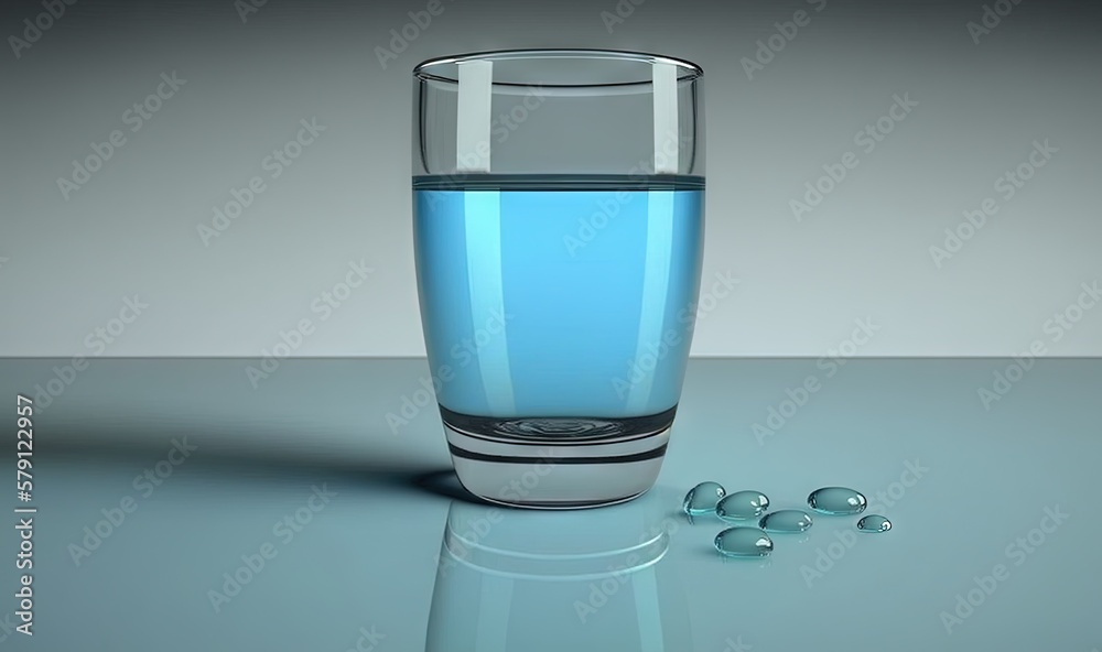  a glass of water with some water droplets on the floor next to it and a few drops of water in front