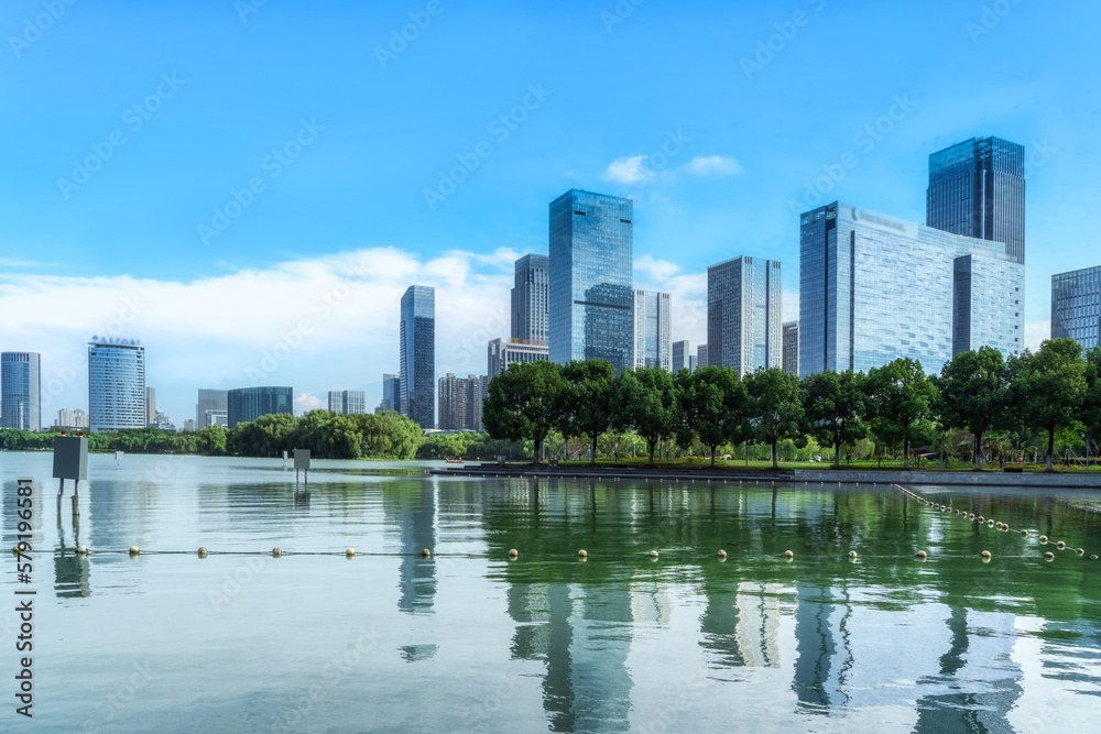 Street view of Hefei Financial District, China