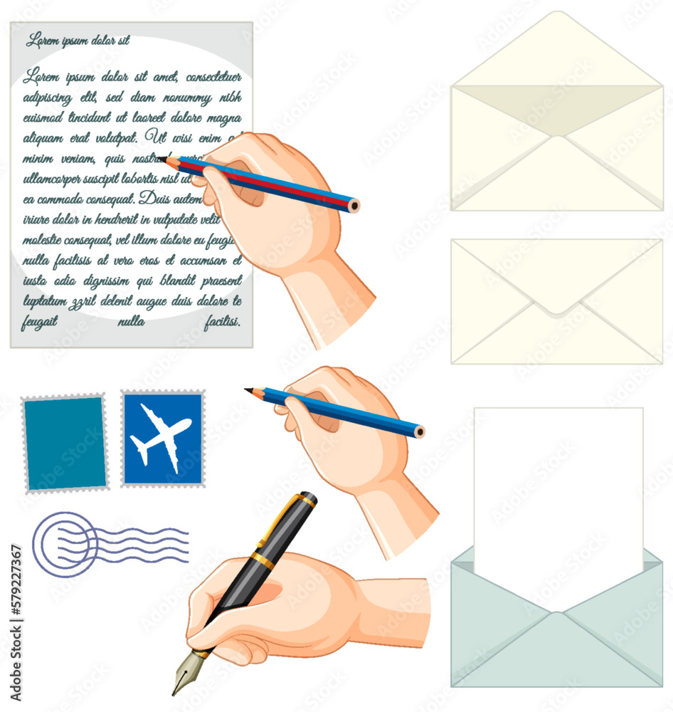 Set of mix letter writing