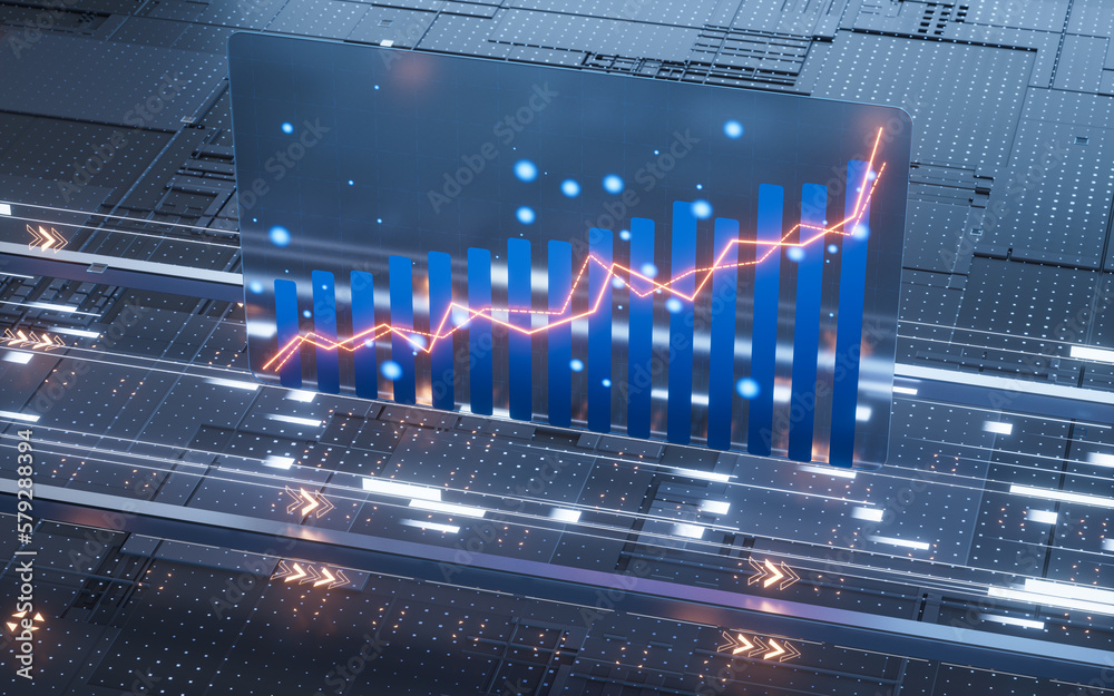 statistical graph with business finance concept, 3d rendering.