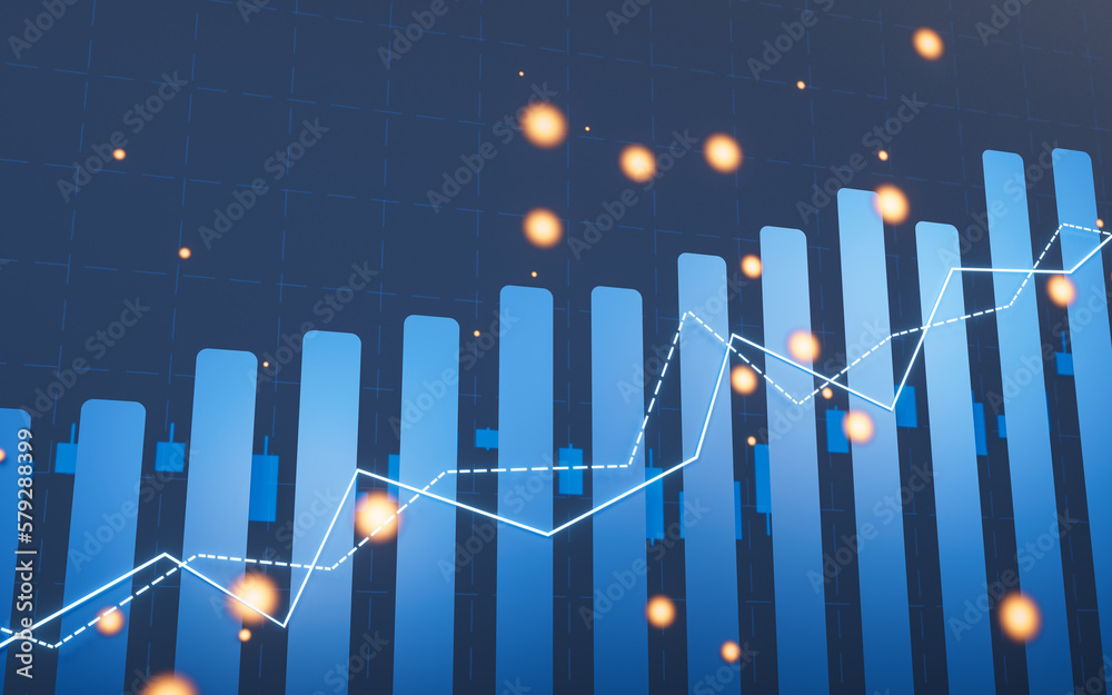 statistical graph with business finance concept, 3d rendering.