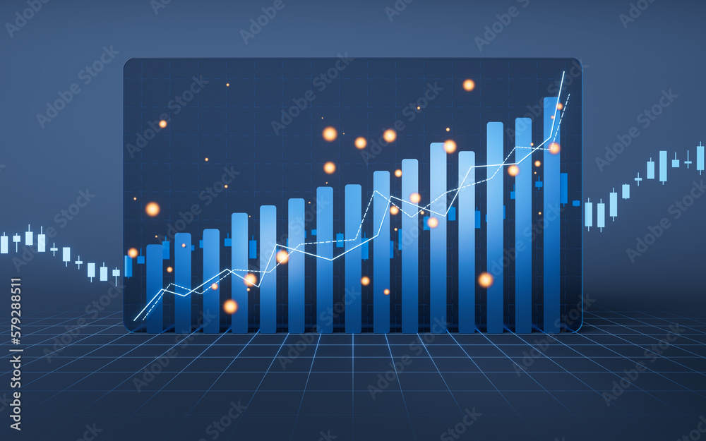 statistical graph with business finance concept, 3d rendering.