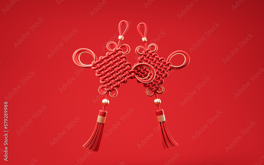 Chinese knot with oriental ancient style, 3d rendering.