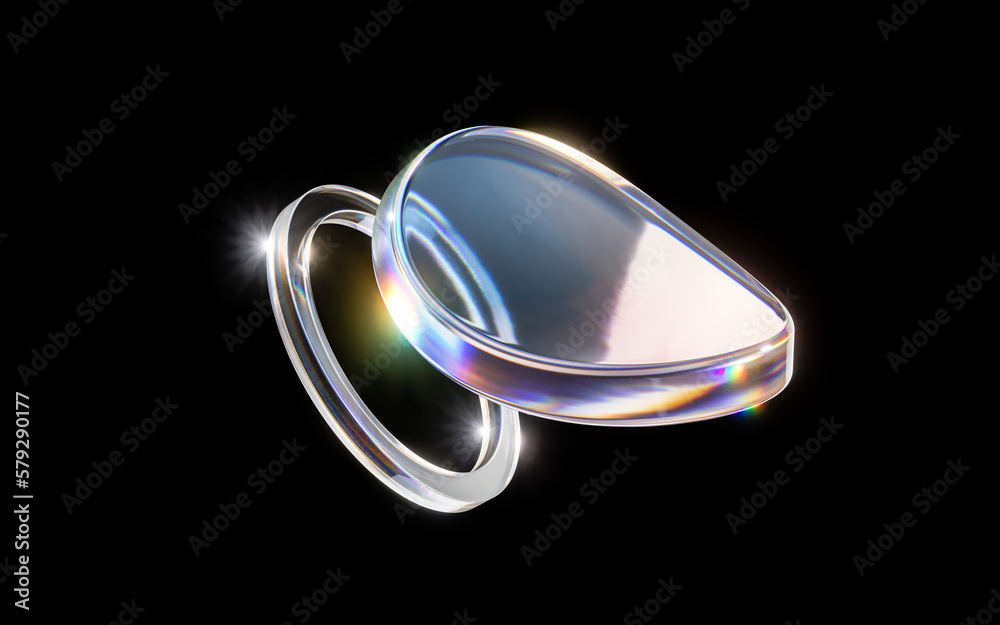 Colorful curve glass with dispersion, 3d rendering.