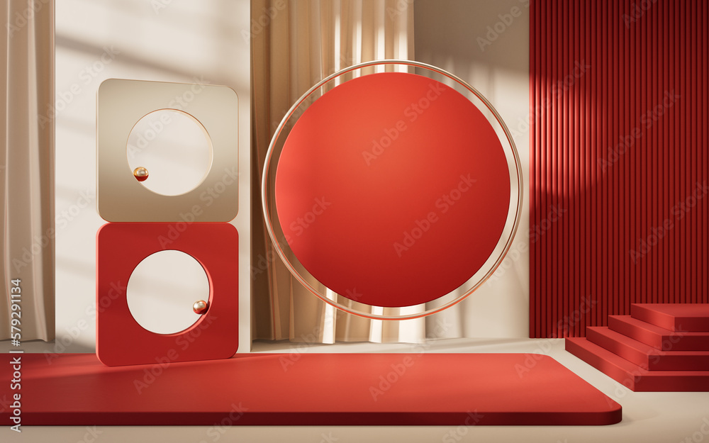 Abstract geometry interior background, 3d rendering.