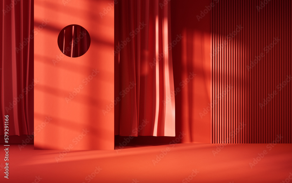 Abstract geometry interior background, 3d rendering.