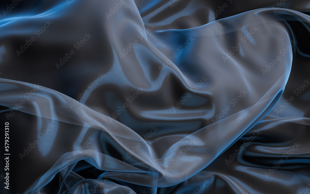 Smooth wave cloth background, 3d rendering.