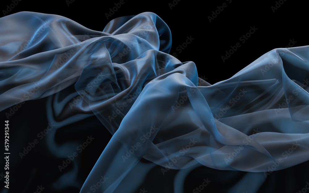 Smooth wave cloth background, 3d rendering.