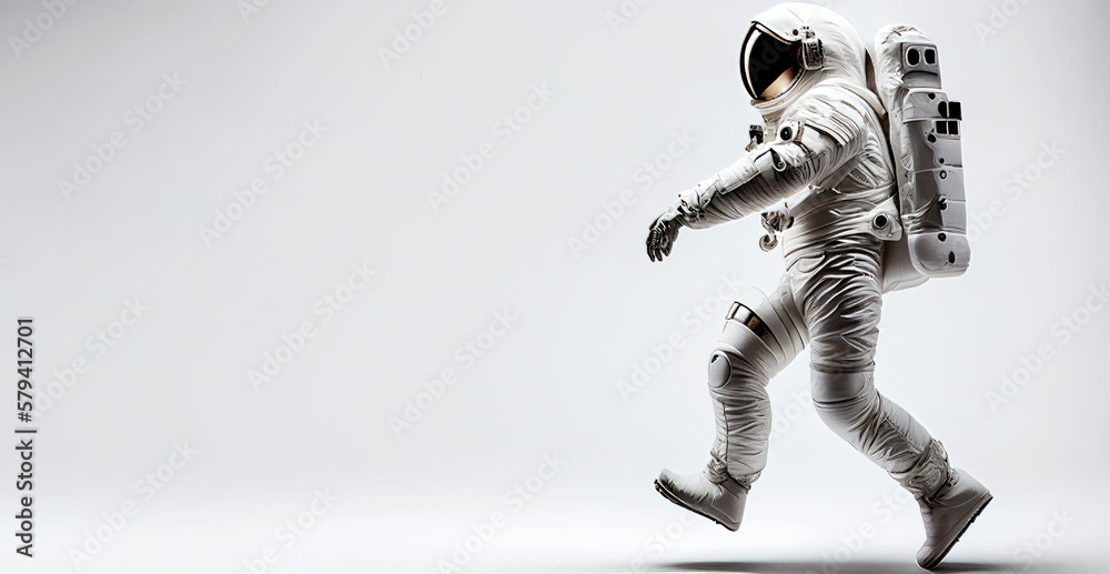 Space suits isolated on white background.  Ai generated.