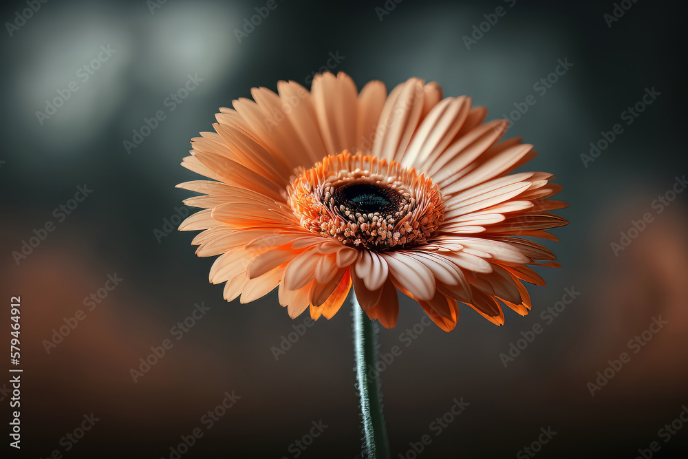 Colorful Orange Natural Gerbera flower. Illustration AI Generative