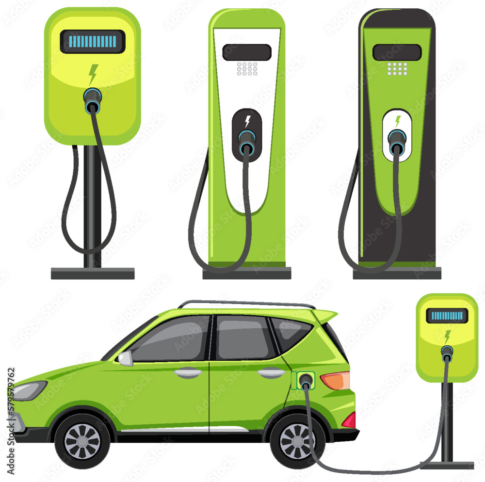 EV charging station with electric car collection