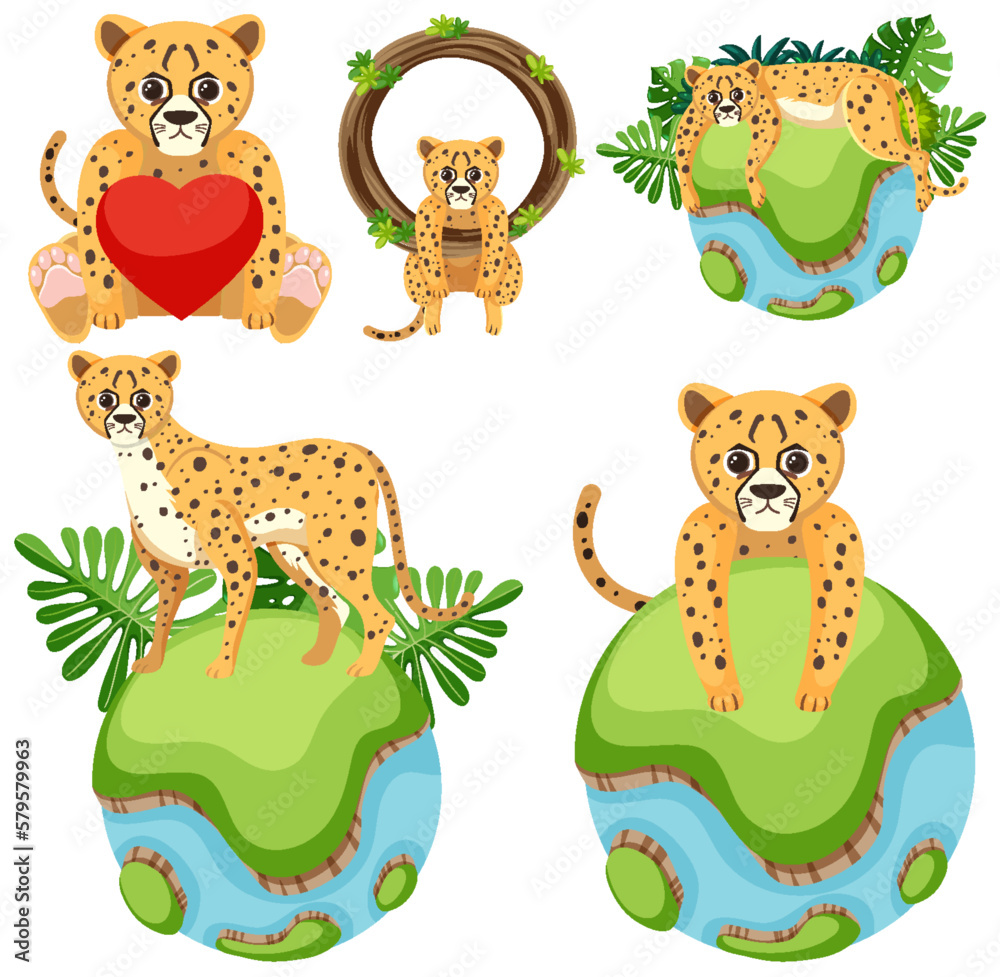 Cheetah Icons Set for Graphic Design