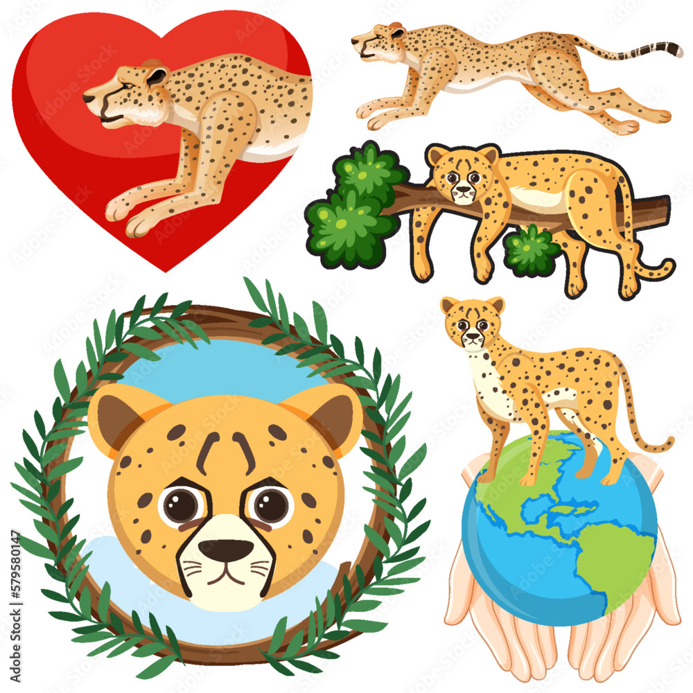 Cheetah Icons Set for Graphic Design