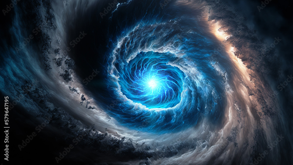 View of a cyclone eye from space. Giant hurricane background. Generative ai