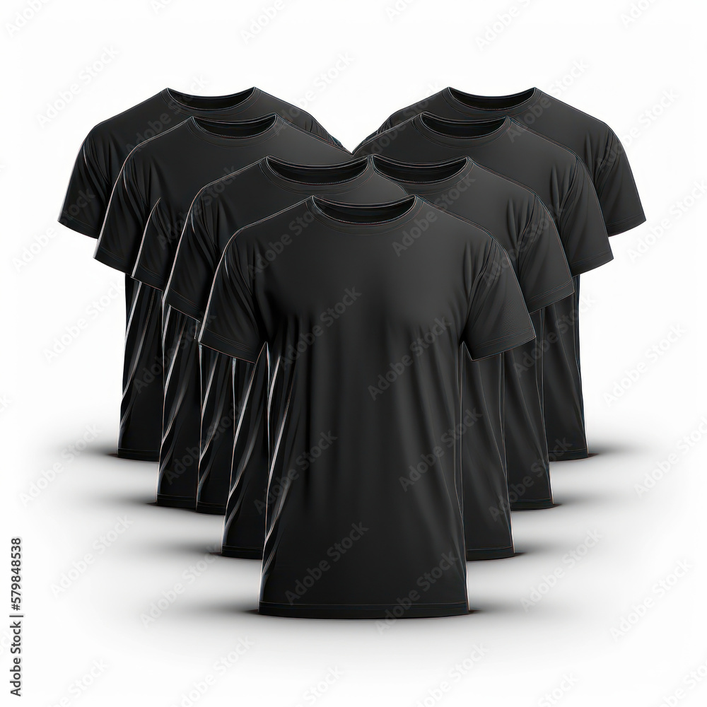 Naturalistic dressed blank black t-shirts. Illustration AI Generative