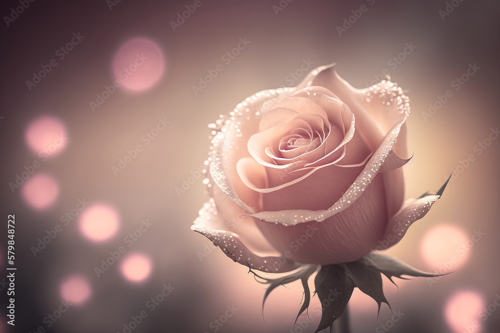 pink rose light bokeh on background. Illustration AI Generative