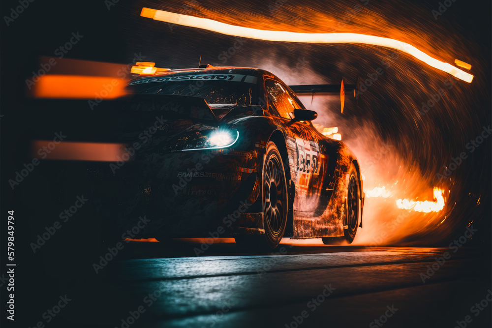 racing car in motion. drift. Illustration AI Generative