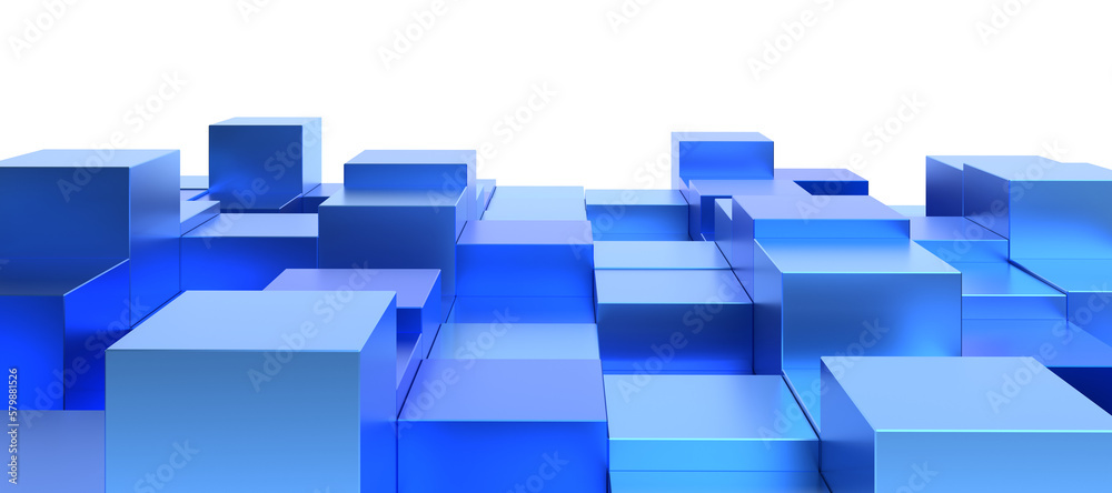 Blue cubes, 3d render