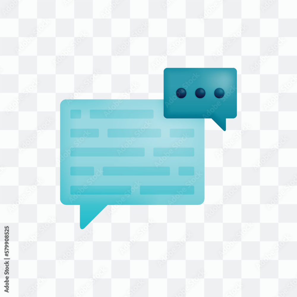 Vector icon with 3d render style of comments and feedback with three dots chat bubbles, a metaphor f