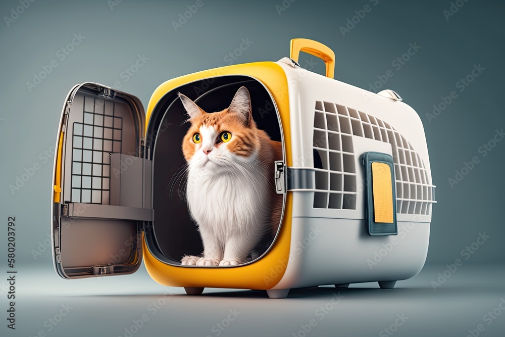 Travel carrier box for animals. A pet carrier with a cat inside. An article about how animals are mo