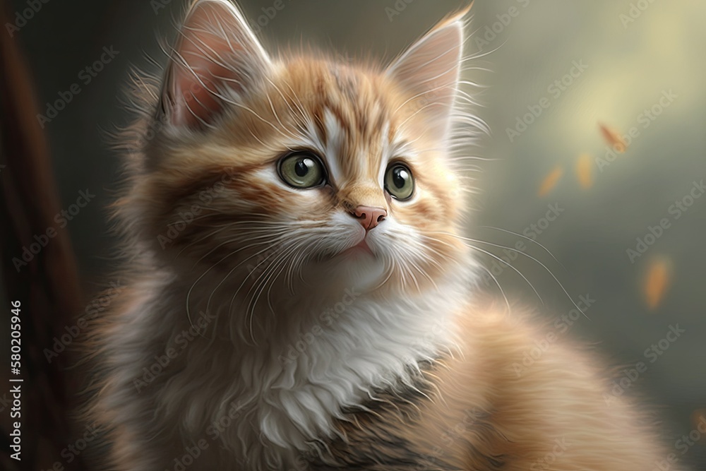 Portrait of an adorable, lovely kitty. Generative AI