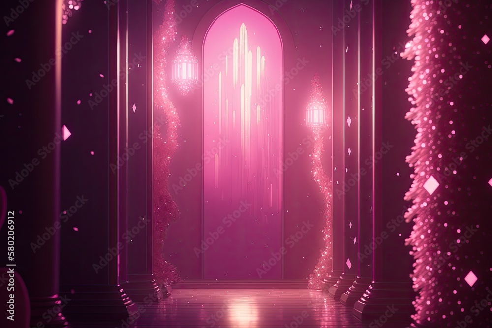 Glittery pink backdrop. Generative AI