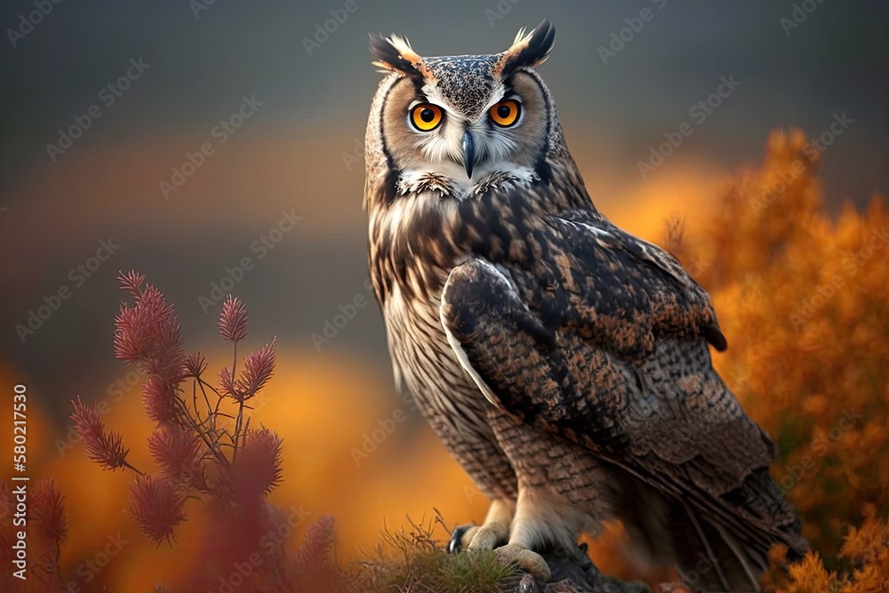 A picture of a Eurasian Eagle Owl. Generative AI