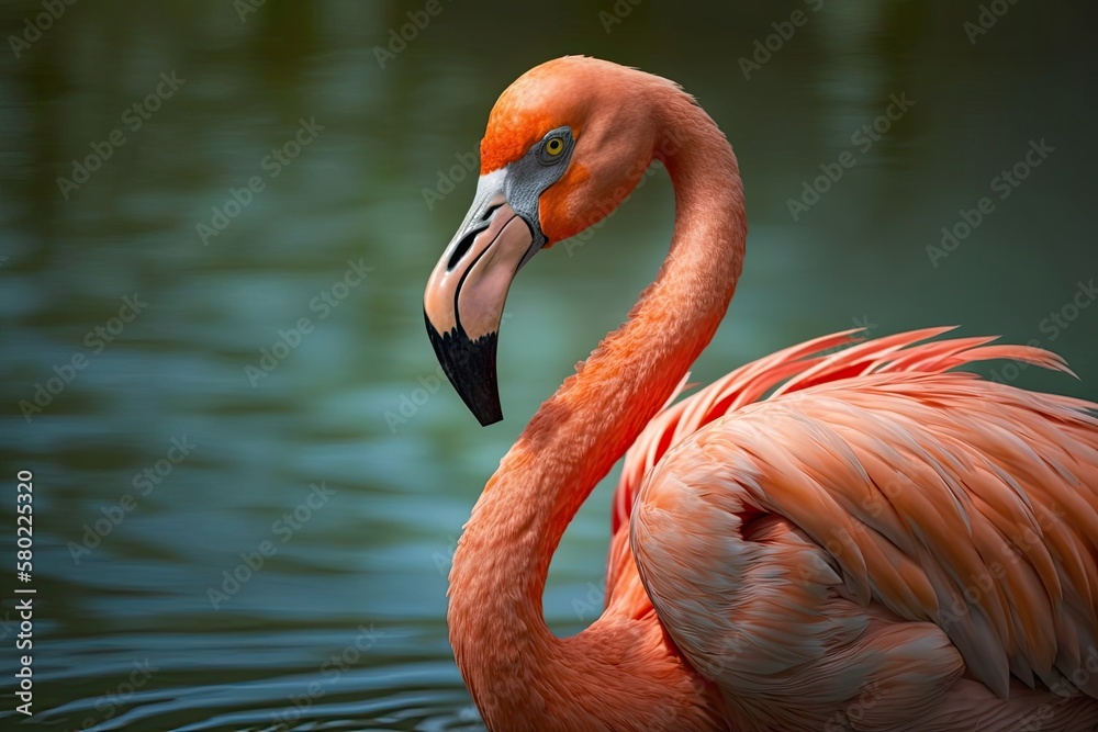 Phoenicopterus ruber, or the American flamingo, or the Caribbean flamingo. Big Bird is enjoying the 