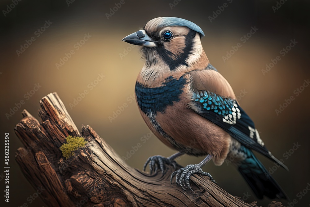 A close up picture of the lovely jay. A picture of a nice bird, a Garrulus glandarius, sitting on an