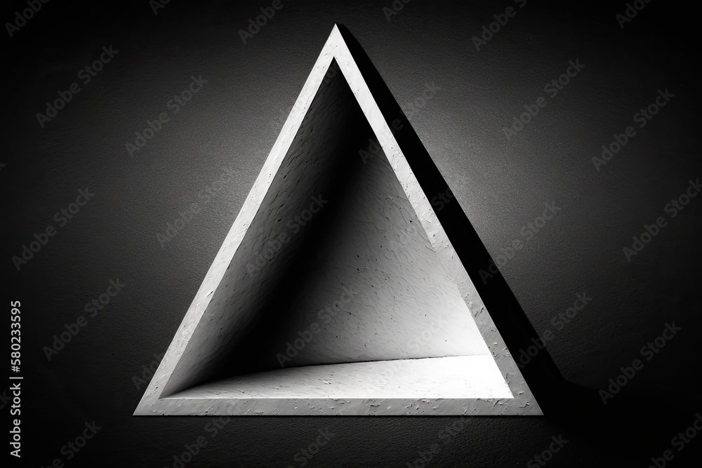 Triangle inverted in white on a dark background. Generative AI