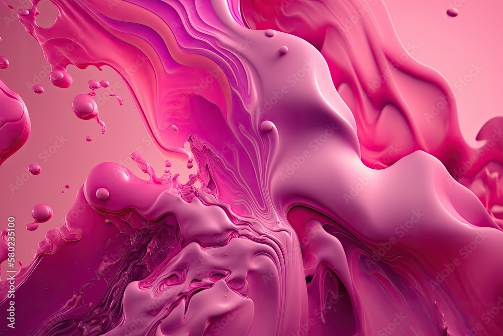 Background of pink fluid with abstract texture. Generative AI