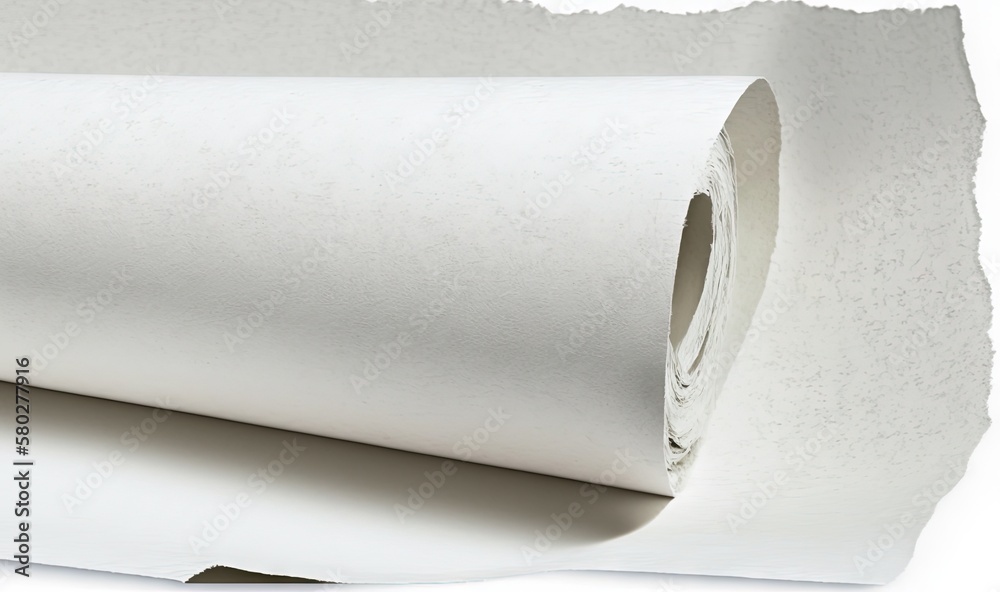  a roll of white paper on top of a piece of white paper on a white surface with a hole in the middle