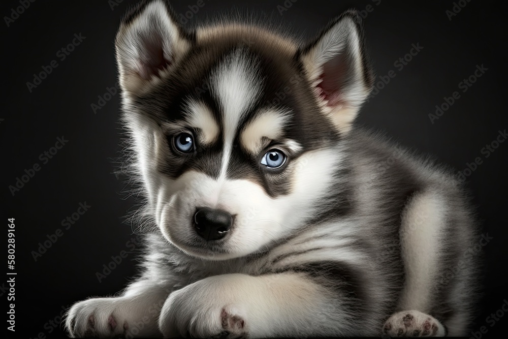 Puppy Siberian Husky. Generative AI