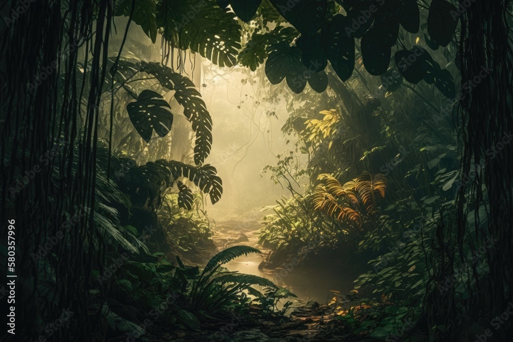 Jungle abounds in the morning. Generative AI