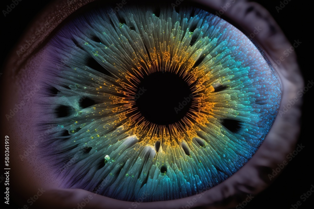 Detailed macrotop image of an eye shadows pigment structure. Generative AI