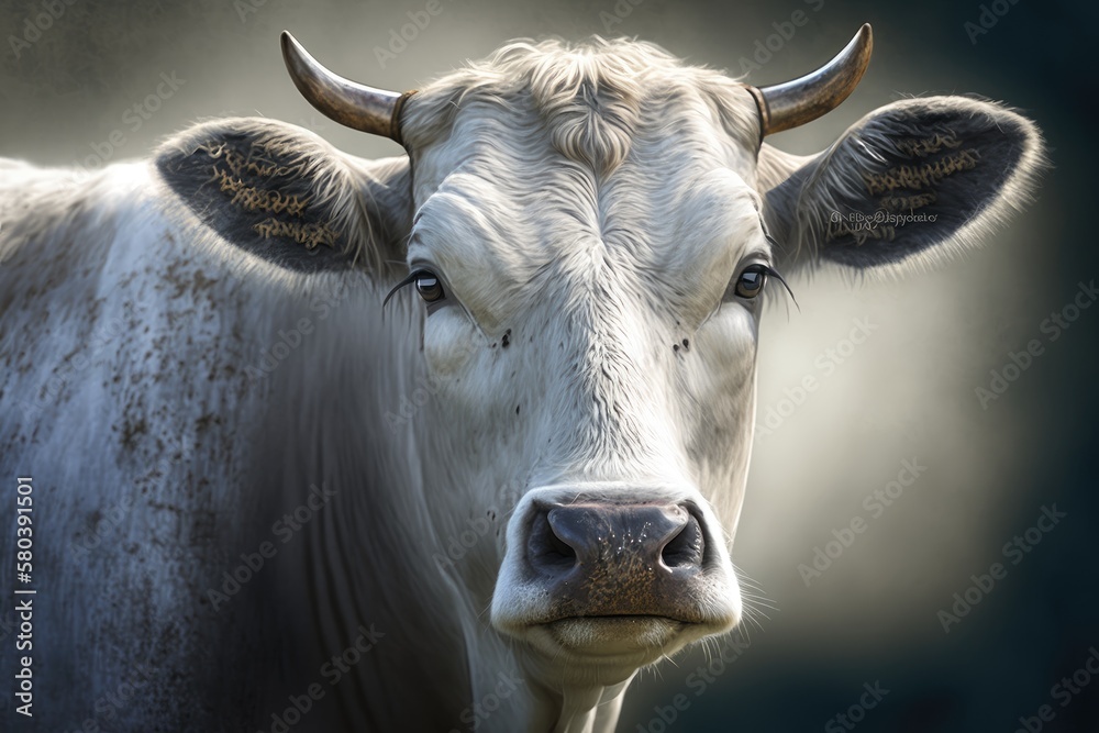 Zebu (Bos Taurus Indicus) Portrait Animal. Generative AI