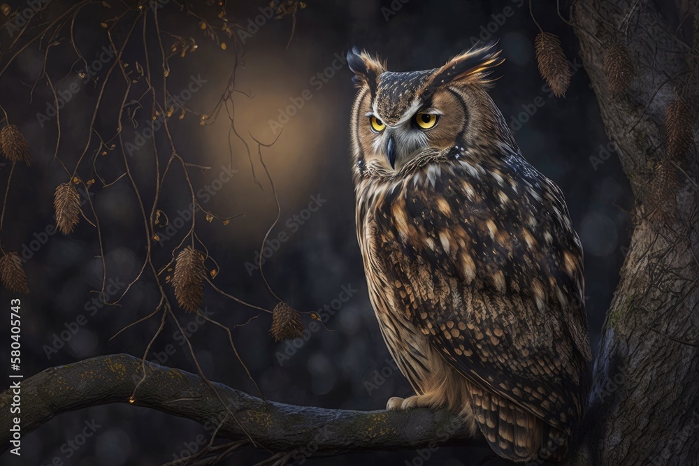 The Owl at Night. Generative AI