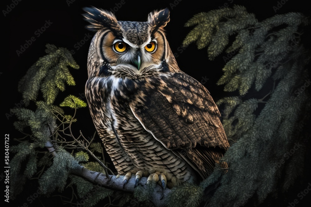 The Owl at Night. Generative AI