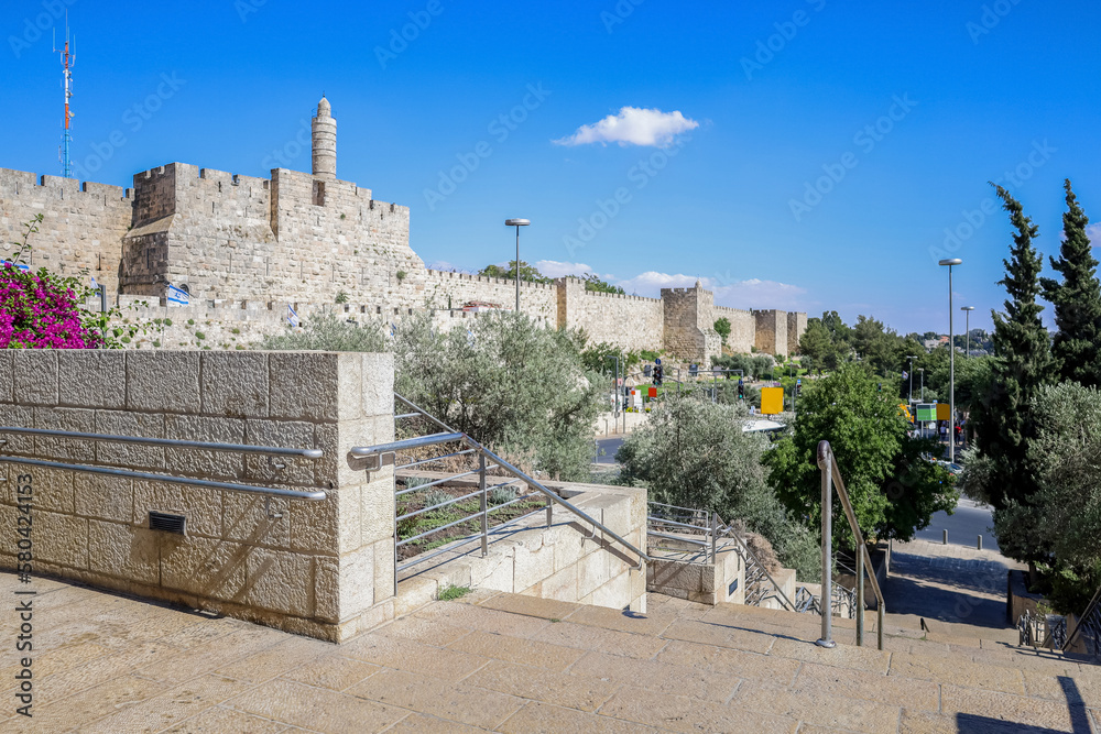 Beautiful view of Jaffa Gate in Jerusalem