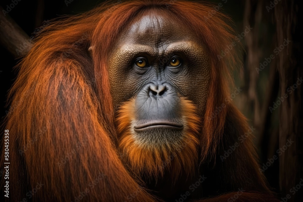 A picture of the well known and rare Sumatran orangutan. One of Indonesias most well known animals 