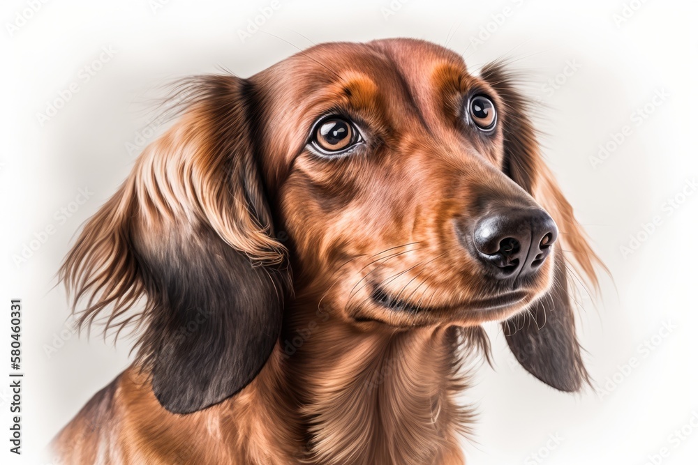 dachshund paibold studio portrait of a beautiful dog on a white background. Generative AI