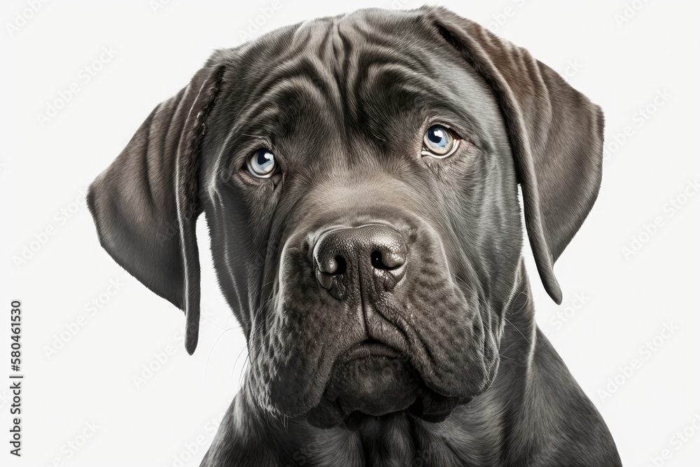 Cane Corso Italiano dog on white background. Generative AI