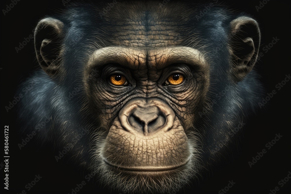 Chimpanzee face. Generative AI