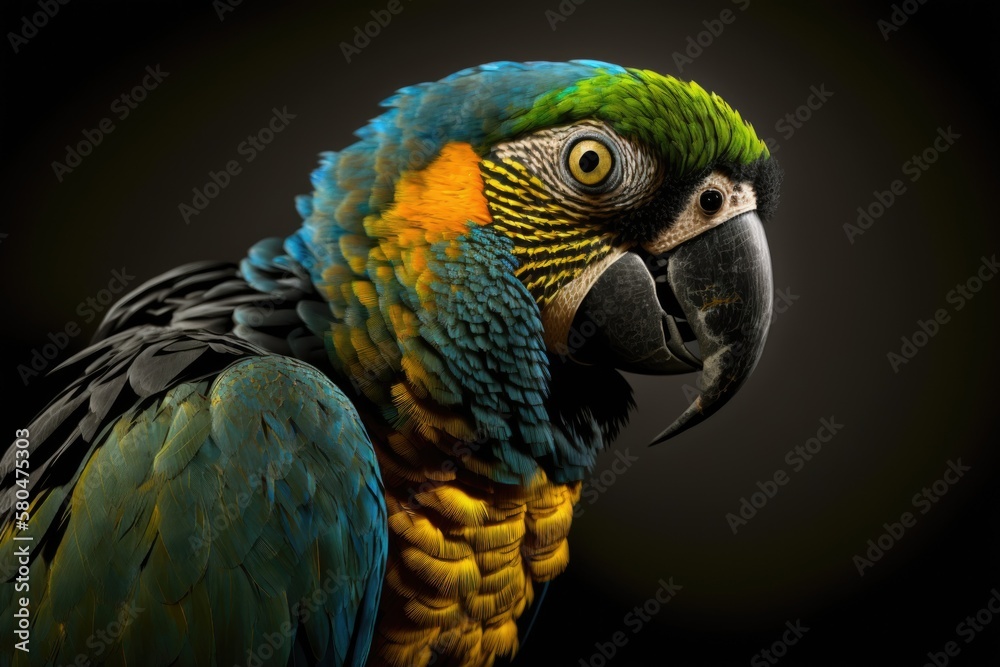 A parrot with a yellow beak. Generative AI