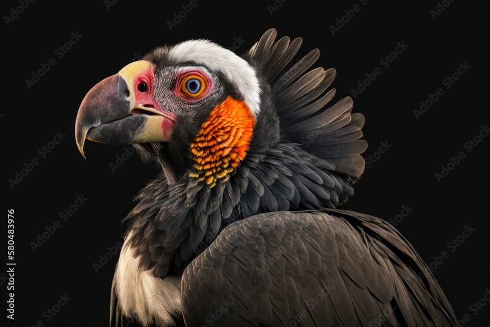 A black background with a picture of a king vulture. Generative AI